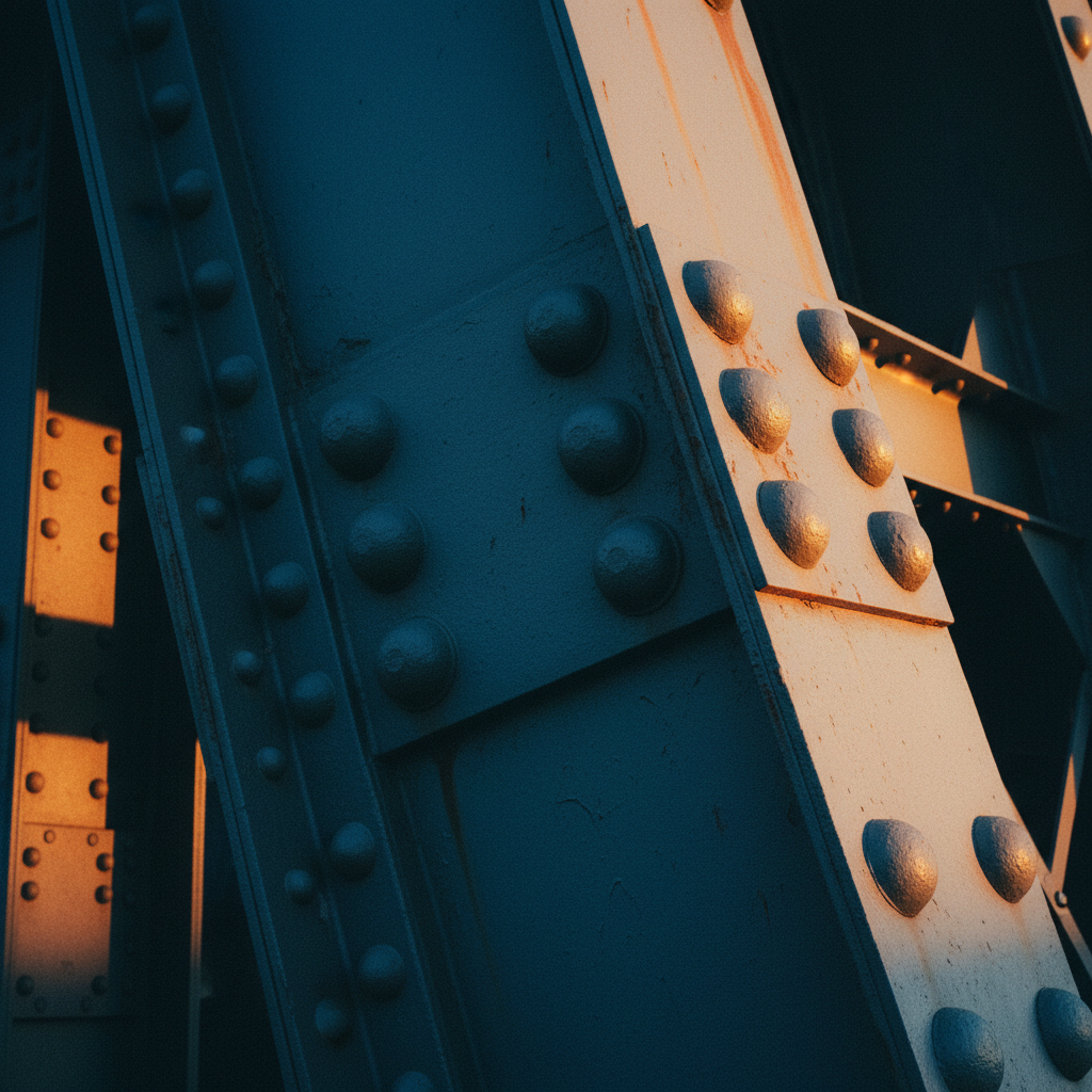 Industrial steel rivets and beams